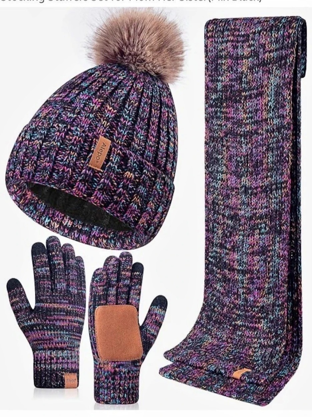 Winter Hat Scarf Gloves Set for Women